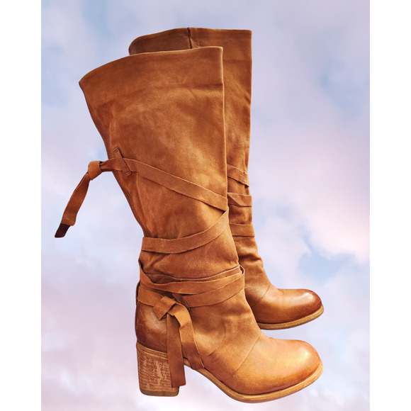 A.S.98 Shoes - A.S.98 Chestnut Soft Leather Round Toe Wrap Strappy Western Bexley Boots Sz 41